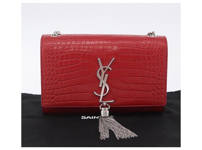 Borsa a tracolla Chain Kate SAINT LAURENT in pelle rossa argento Auth 202203V Rosso - vista 12