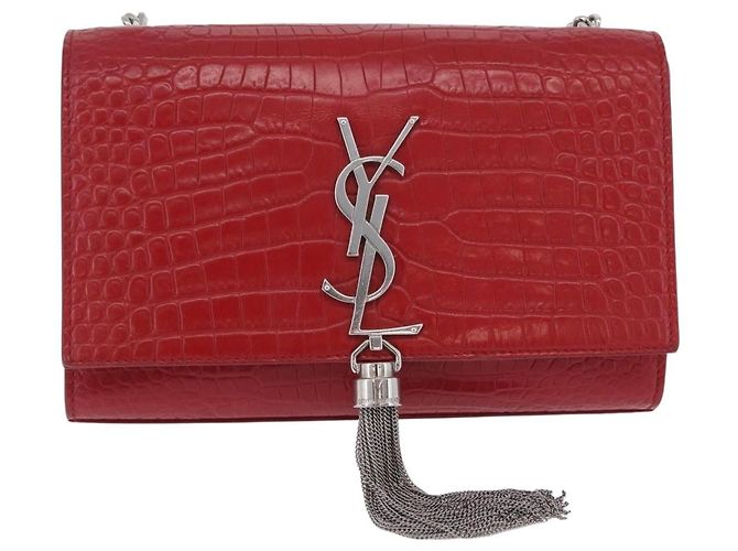 Borsa a tracolla Chain Kate SAINT LAURENT in pelle rossa argento Auth 202203V Rosso - vista 13