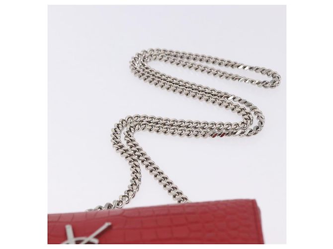 Borsa a tracolla Chain Kate SAINT LAURENT in pelle rossa argento Auth 202203V Rosso - vista 14