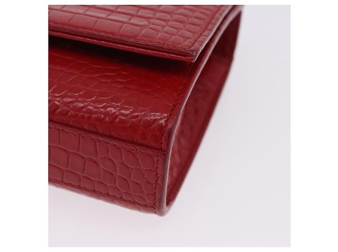 Borsa a tracolla Chain Kate SAINT LAURENT in pelle rossa argento Auth 202203V Rosso - vista 15