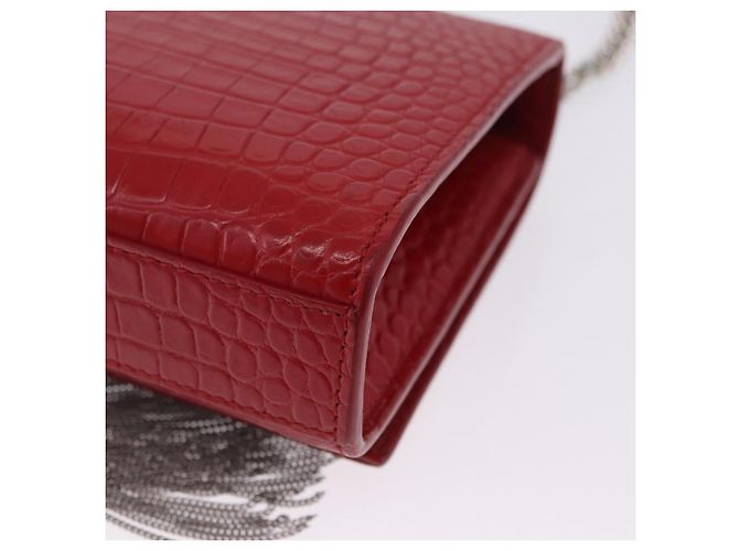 Borsa a tracolla Chain Kate SAINT LAURENT in pelle rossa argento Auth 202203V Rosso - vista 17