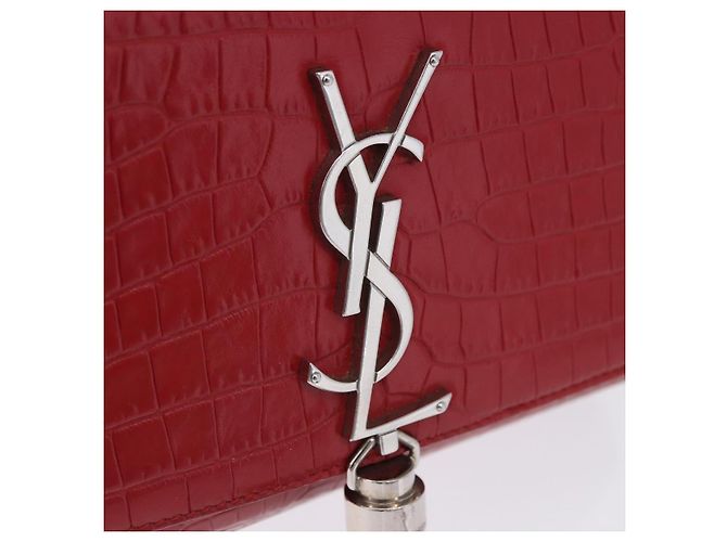 Borsa a tracolla Chain Kate SAINT LAURENT in pelle rossa argento Auth 202203V Rosso - vista 19