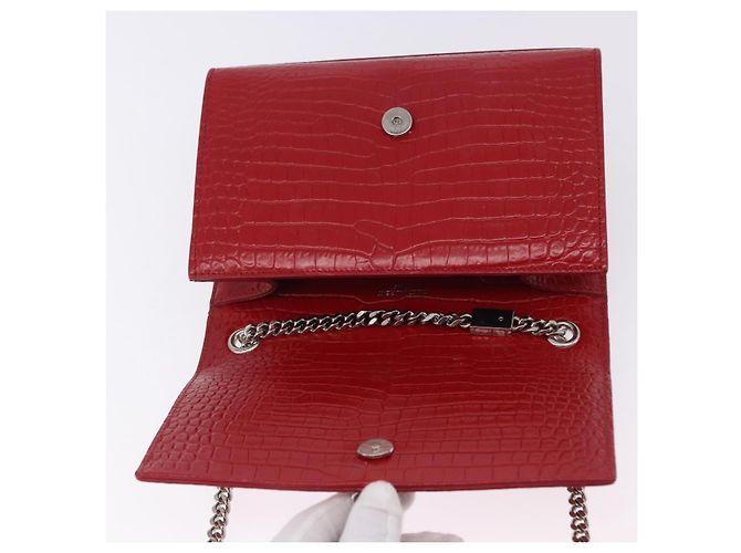 Borsa a tracolla Chain Kate SAINT LAURENT in pelle rossa argento Auth 202203V Rosso - vista 20