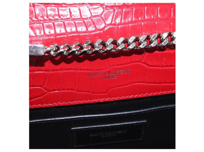 Borsa a tracolla Chain Kate SAINT LAURENT in pelle rossa argento Auth 202203V Rosso - vista 21