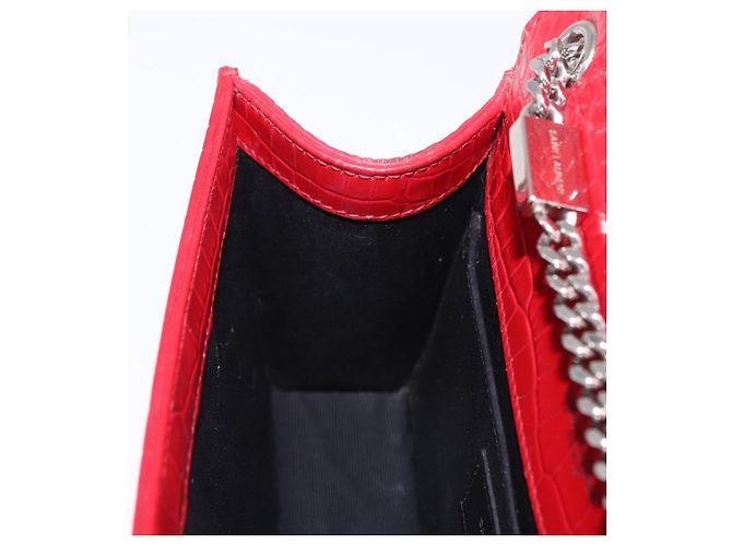 Borsa a tracolla Chain Kate SAINT LAURENT in pelle rossa argento Auth 202203V Rosso - vista 24
