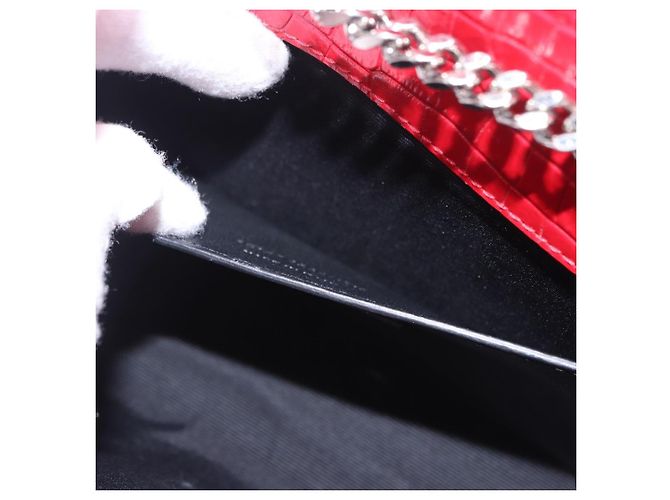 Borsa a tracolla Chain Kate SAINT LAURENT in pelle rossa argento Auth 202203V Rosso - vista 25