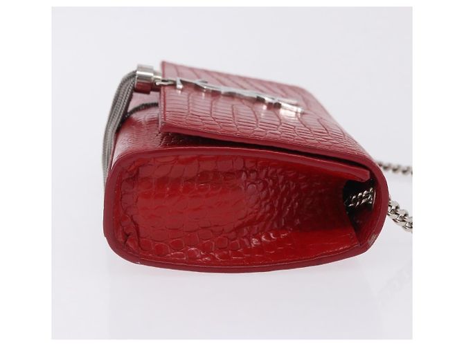 Borsa a tracolla Chain Kate SAINT LAURENT in pelle rossa argento Auth 202203V Rosso - vista 3