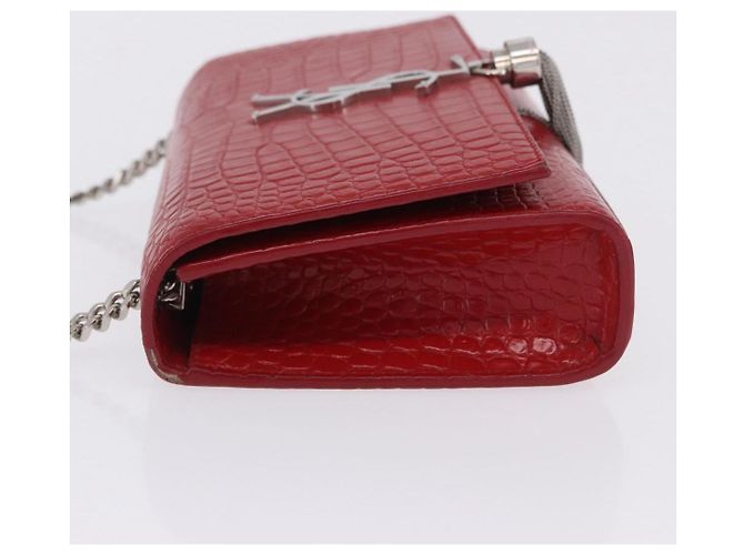 Borsa a tracolla Chain Kate SAINT LAURENT in pelle rossa argento Auth 202203V Rosso - vista 4
