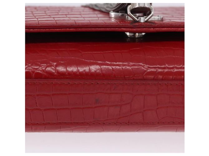 Borsa a tracolla Chain Kate SAINT LAURENT in pelle rossa argento Auth 202203V Rosso - vista 6