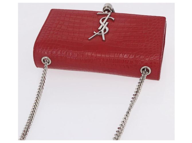 Borsa a tracolla Chain Kate SAINT LAURENT in pelle rossa argento Auth 202203V Rosso - vista 7
