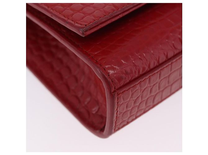 Borsa a tracolla Chain Kate SAINT LAURENT in pelle rossa argento Auth 202203V Rosso - vista 9