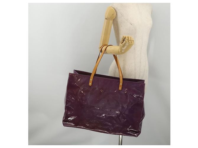 Saco Tote LOUIS VUITTON Monogram Vernis Reade GM Purple M91085 LV Auth BA14860 Roxo - vista 23