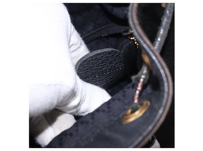 Borsa a spalla GUCCI Bamboo Camoscio 2way Nero Oro 001 2865 1657 Auth hk4037 D'oro - vista 12