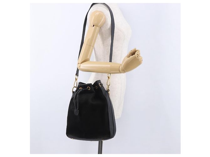 Borsa a spalla GUCCI Bamboo Camoscio 2way Nero Oro 001 2865 1657 Auth hk4037 D'oro - vista 26