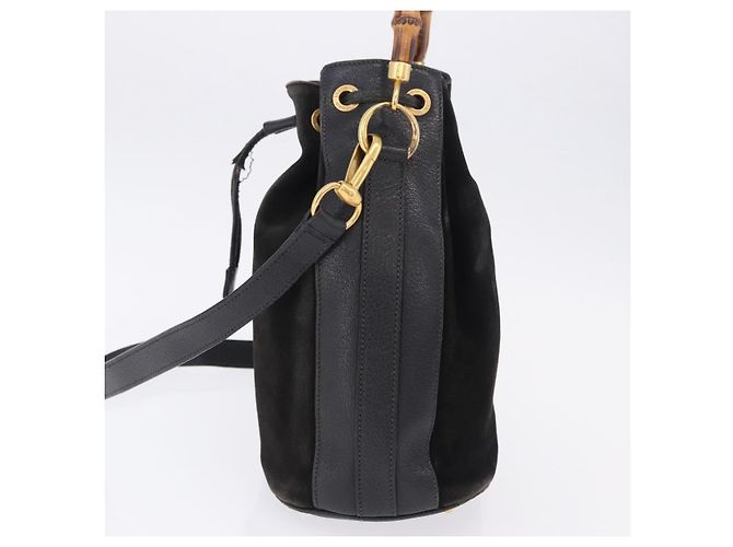 Borsa a spalla GUCCI Bamboo Camoscio 2way Nero Oro 001 2865 1657 Auth hk4037 D'oro - vista 4