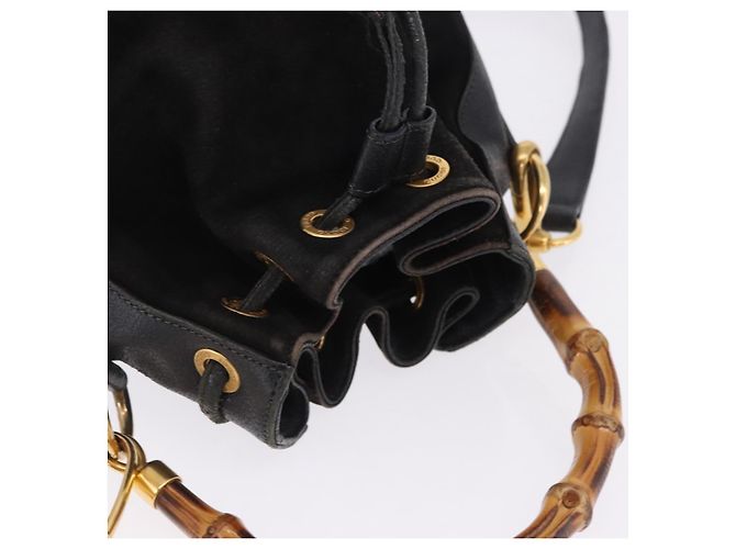 Borsa a spalla GUCCI Bamboo Camoscio 2way Nero Oro 001 2865 1657 Auth hk4037 D'oro - vista 7