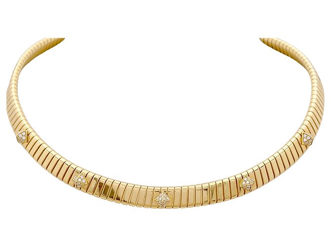 Collana Bulgari, "Tubogas" in oro giallo e diamanti. - vista 2