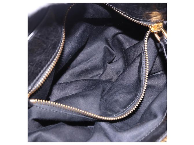Borsa a mano Miu Miu Vitellolux 2way Black Gold Auth 198533A Nero D'oro - vista 11