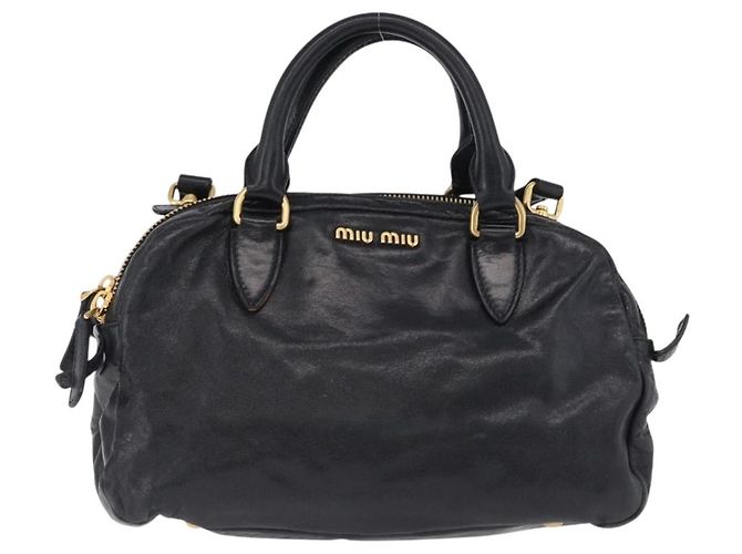 Borsa a mano Miu Miu Vitellolux 2way Black Gold Auth 198533A Nero D'oro - vista 13