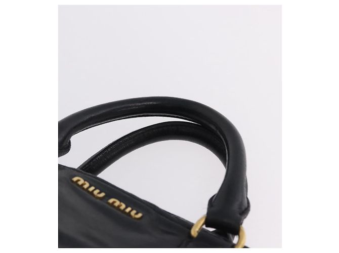 Borsa a mano Miu Miu Vitellolux 2way Black Gold Auth 198533A Nero D'oro - vista 14