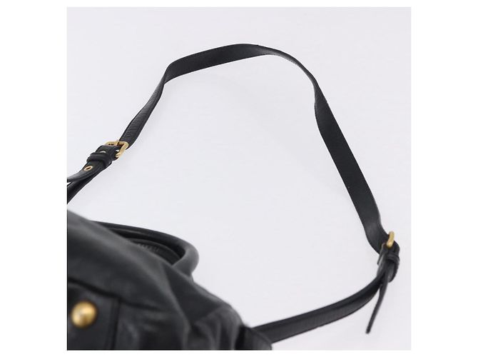 Borsa a mano Miu Miu Vitellolux 2way Black Gold Auth 198533A Nero D'oro - vista 15