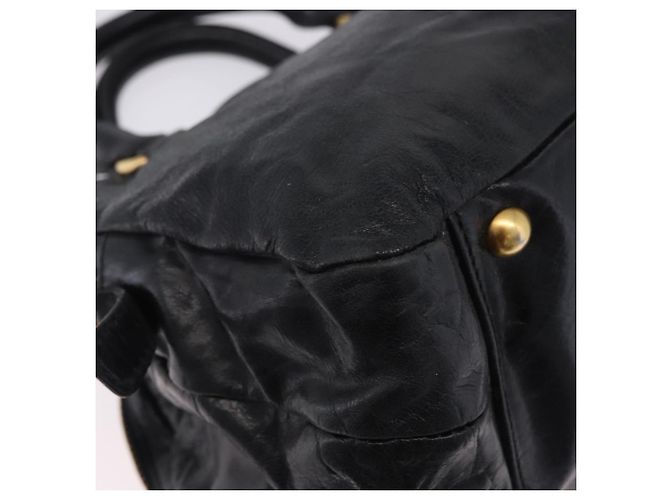 Borsa a mano Miu Miu Vitellolux 2way Black Gold Auth 198533A Nero D'oro - vista 16