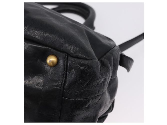 Borsa a mano Miu Miu Vitellolux 2way Black Gold Auth 198533A Nero D'oro - vista 17