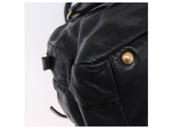 Borsa a mano Miu Miu Vitellolux 2way Black Gold Auth 198533A Nero D'oro - vista 18