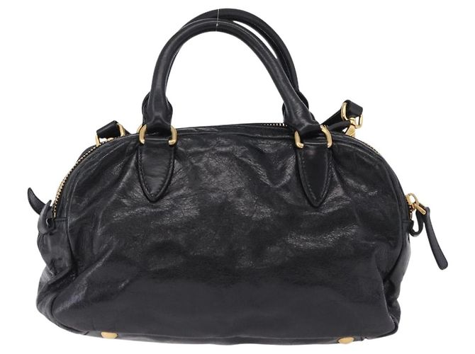 Borsa a mano Miu Miu Vitellolux 2way Black Gold Auth 198533A Nero D'oro - vista 2