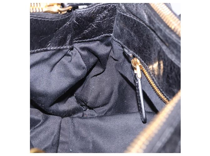 Borsa a mano Miu Miu Vitellolux 2way Black Gold Auth 198533A Nero D'oro - vista 22