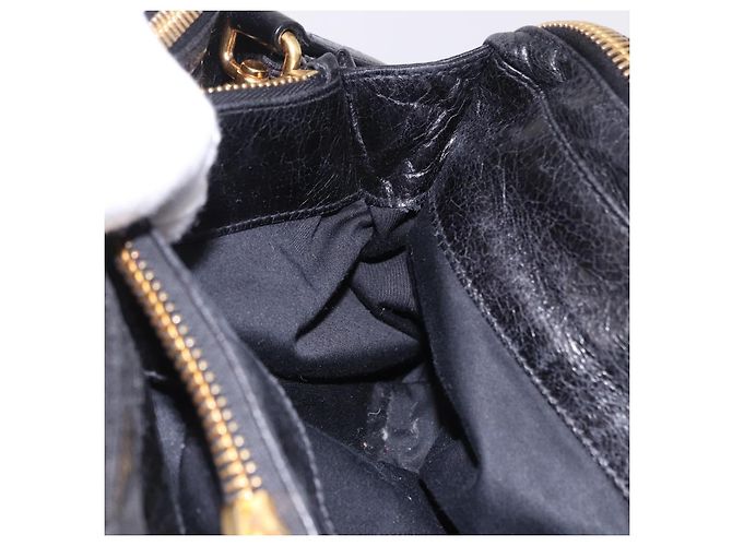 Borsa a mano Miu Miu Vitellolux 2way Black Gold Auth 198533A Nero D'oro - vista 25