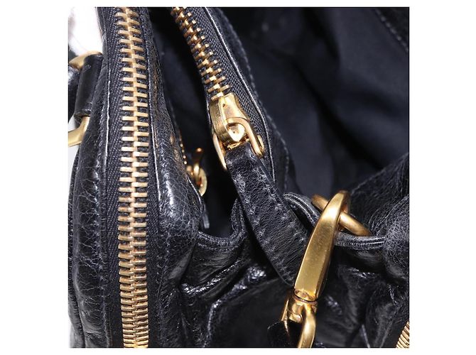 Borsa a mano Miu Miu Vitellolux 2way Black Gold Auth 198533A Nero D'oro - vista 26