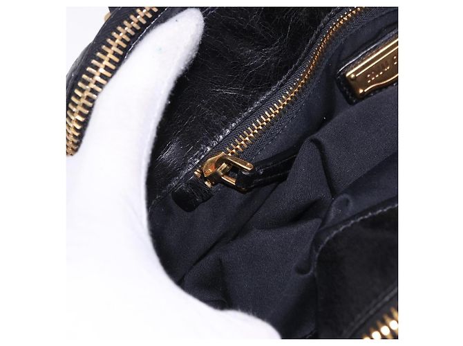 Borsa a mano Miu Miu Vitellolux 2way Black Gold Auth 198533A Nero D'oro - vista 28