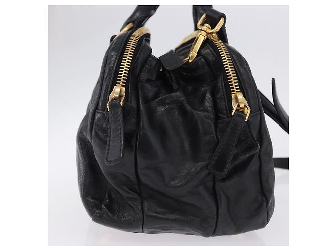 Borsa a mano Miu Miu Vitellolux 2way Black Gold Auth 198533A Nero D'oro - vista 4