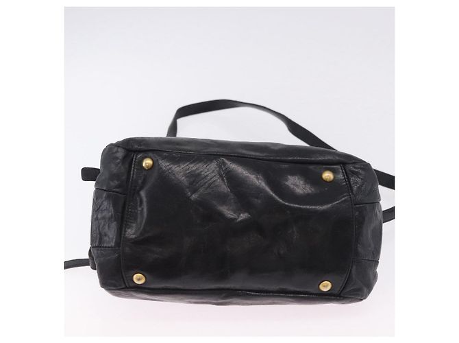 Borsa a mano Miu Miu Vitellolux 2way Black Gold Auth 198533A Nero D'oro - vista 5
