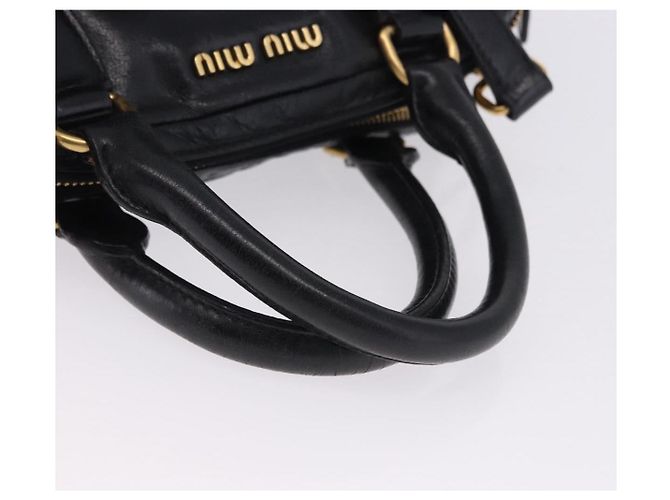 Borsa a mano Miu Miu Vitellolux 2way Black Gold Auth 198533A Nero D'oro - vista 7