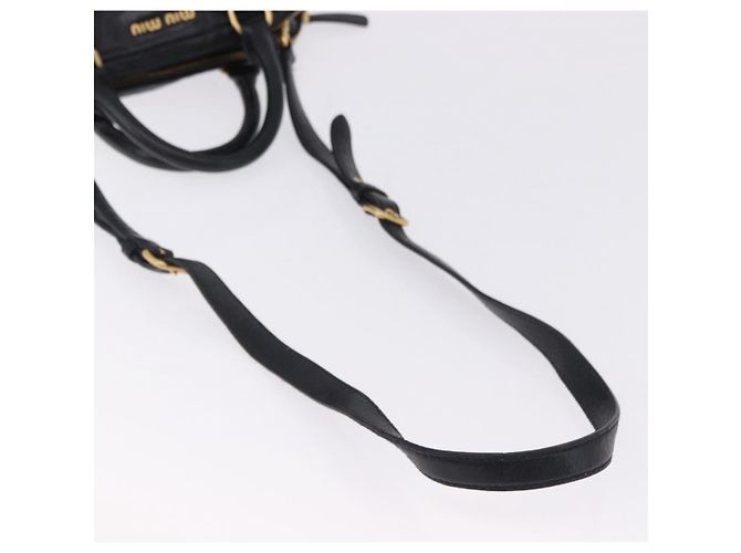 Borsa a mano Miu Miu Vitellolux 2way Black Gold Auth 198533A Nero D'oro - vista 8