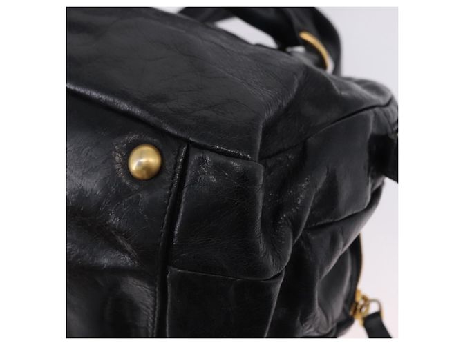 Borsa a mano Miu Miu Vitellolux 2way Black Gold Auth 198533A Nero D'oro - vista 9