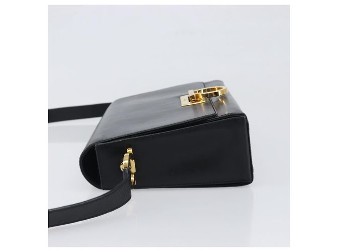 Borsa a tracolla Salvatore Ferragamo Gancini in pelle nera e oro Auth 199456 Nero D'oro - vista 4