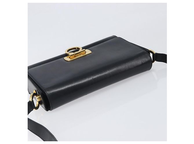 Borsa a tracolla Salvatore Ferragamo Gancini in pelle nera e oro Auth 199456 Nero D'oro - vista 6