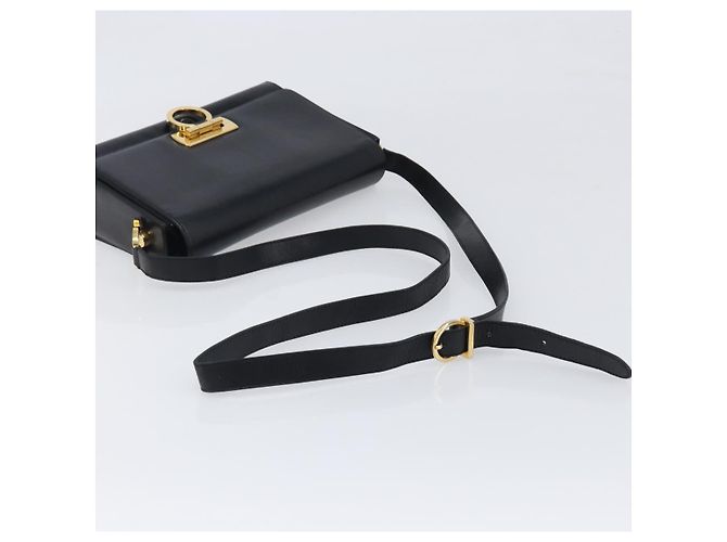 Borsa a tracolla Salvatore Ferragamo Gancini in pelle nera e oro Auth 199456 Nero D'oro - vista 7