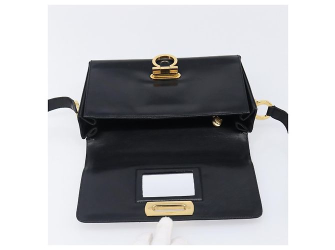 Borsa a tracolla Salvatore Ferragamo Gancini in pelle nera e oro Auth 199456 Nero D'oro - vista 9