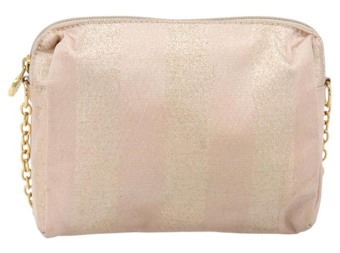 FENDI Schultertasche mit Kette Canvas Pink Gold Auth hk4075 Golden - Ansicht 13