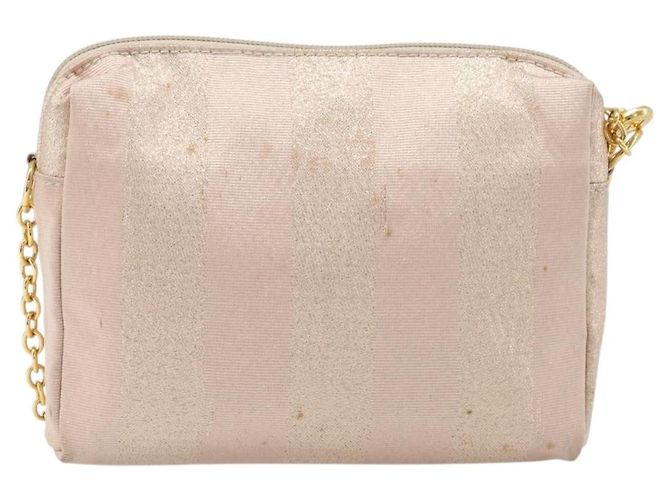 FENDI Schultertasche mit Kette Canvas Pink Gold Auth hk4075 Golden - Ansicht 2