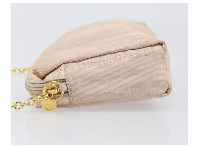 FENDI Schultertasche mit Kette Canvas Pink Gold Auth hk4075 Golden - Ansicht 4