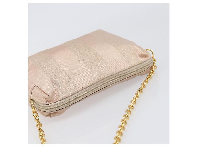 FENDI Schultertasche mit Kette Canvas Pink Gold Auth hk4075 Golden - Ansicht 6