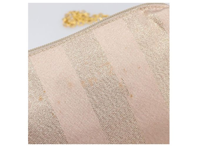 FENDI Schultertasche mit Kette Canvas Pink Gold Auth hk4075 Golden - Ansicht 8