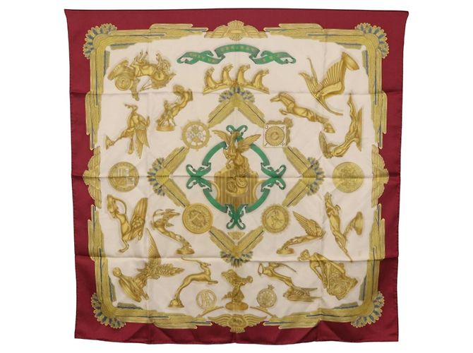 Hermès HERMES Carre 90 Scarf Silk Bordeaux Auth 199240 Bordò - vista 14