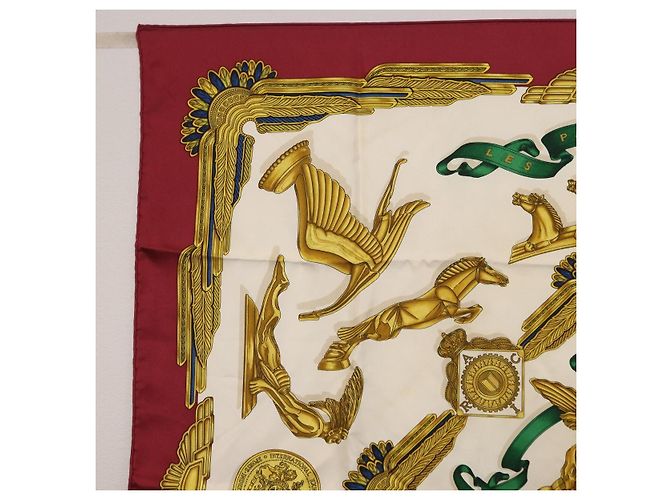Hermès HERMES Carre 90 Scarf Silk Bordeaux Auth 199240 Bordò - vista 2