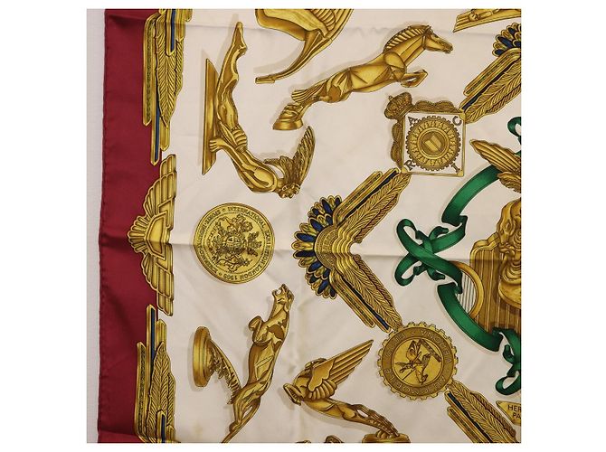 Hermès HERMES Carre 90 Scarf Silk Bordeaux Auth 199240 Bordò - vista 5